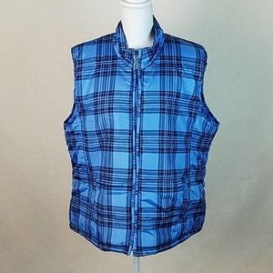 Plaid puffy vest